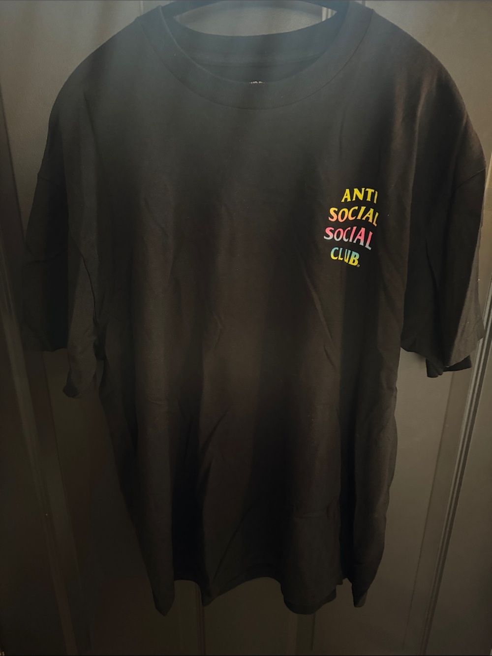 Anti Social Social Club Black Tee with Rainbow Logo